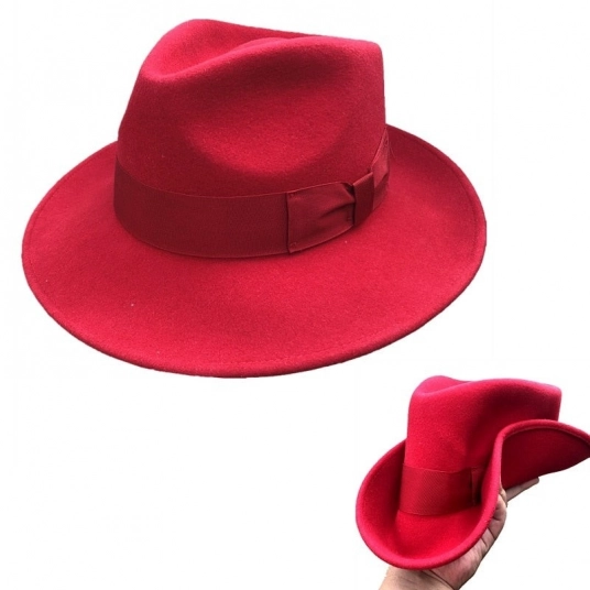 (Women's Fedora Hats) Wool Felt Red Crushable Fedora Hats For Women