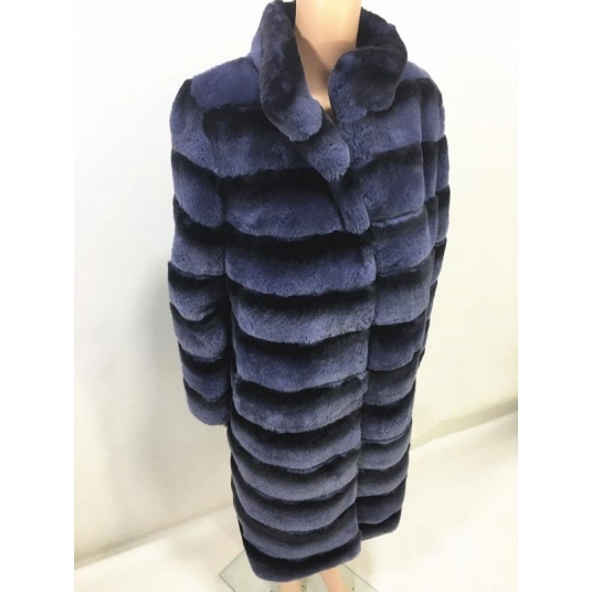 100cm Dark Grey Rex Rabbit Fur Coat Striped OutwearLexus Totoro Rex Stand Collar Coat Luxury Fur Coats Jacket Men Women Custom