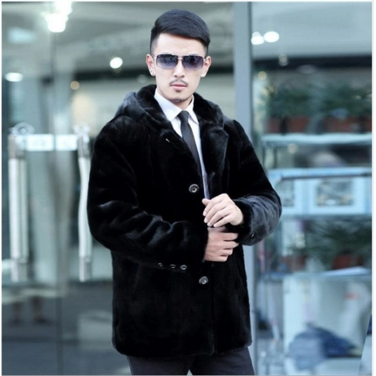 High Quality New 2020 Faux Mink Fur Coat Jckets Men Luxury Fluffy Long Black Overcoats Thick Warm Hooded Faux Fur Coat FW140