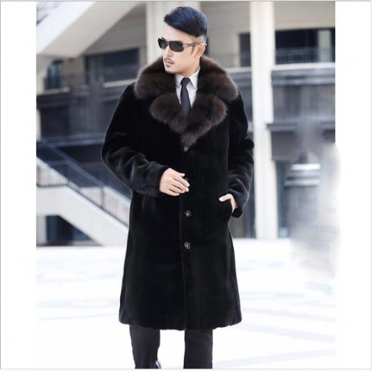 High Quality Long Faux Mink Fur Coat For Men 4XL Plus Size Loose Luxury Autumn Winter Coats Outerwear Black Faux Fur Coats FW12