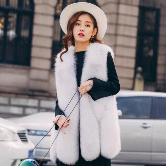 RoRoDox Women High Quality Faux Fur Vest Luxury Short Mink Fur Coat Fashion Lady Fur Sleeveless Jacket Vest Warm Winter Coat