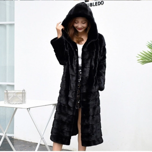 RoRoDox Autumn Winter Faux Fur Coat Women Hooded Long Sleeve Black Fluffy Fur Jackets Women Long Loose Soft Luxury Furry Coats