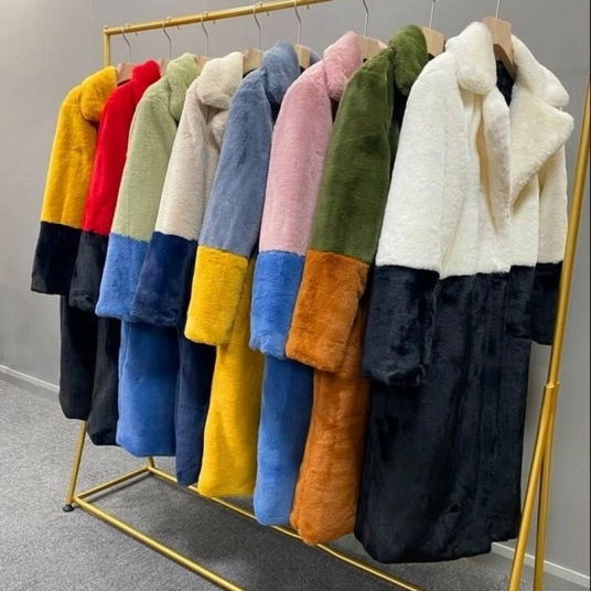 Winter Women High Quality Faux Rabbit Fur Coat Luxury Long Fur Coat Lapel Over Coat Thick Warm Plus Size Female Plush Coats Y37