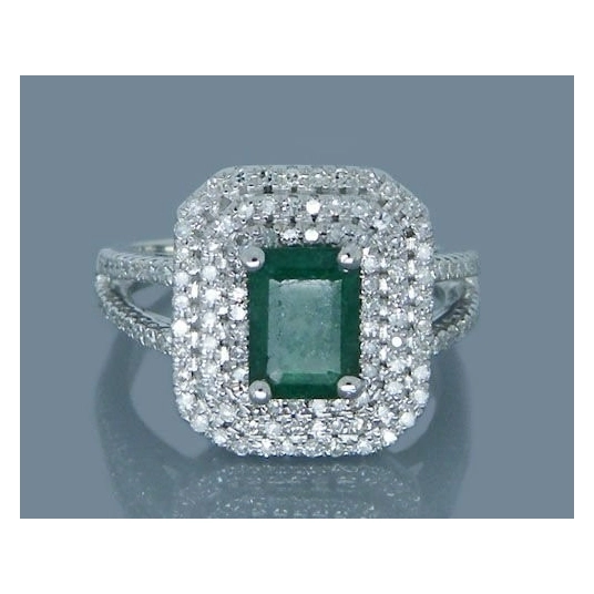 LANMI Classic Natural Emerald Ring 14k Gold Solid Real Diamond For Women Party Jewelry