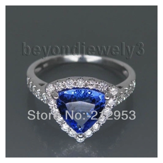 Vintage Trillion 8mm 14kt White Gold  Tanzanite Wedding Ring YWR34