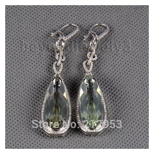 Amazing New 14kt White Gold Natural Amethyst Earrings WE50