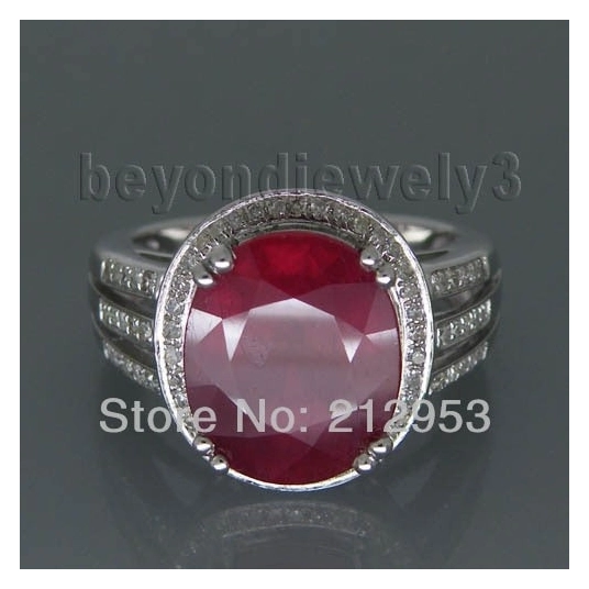 Vintage Rubi Ring In 14Kt White Gold Ruby Wedding Ring Oval 10x12mm BAB1417