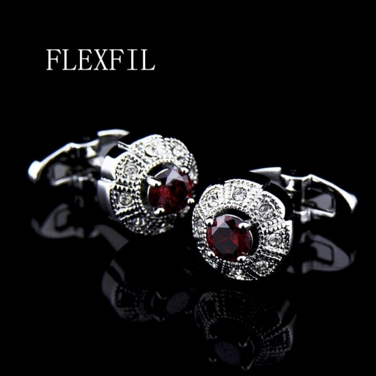 Jewelry french shirt cufflink for men designer Brand Red Crystal Cuff link Button High Quality Luxury Wedding Free Shipping