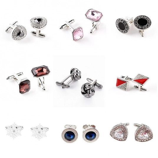 Fashionable Novelty Luxury Shirt Cufflinks Zinc Alloy Men's Round Zircon French Cufflinks Jewelry Cuff Links Designer Brand