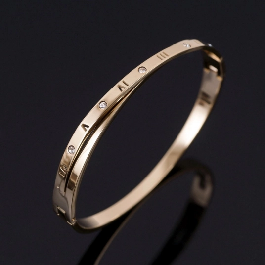 Fashion Roman Numerals Design  Bangles Bracelets Cross Crystal Stainless Steel Bracelet For Women Men Luxury Brand Jewelry Gift