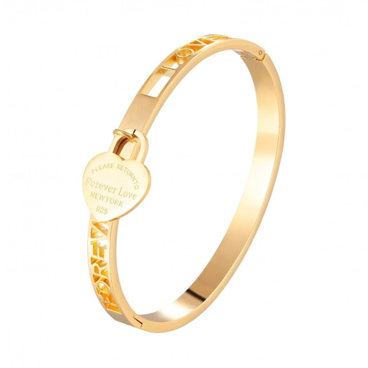 Trendy Hollow Forever Love Design Bangles For Women Men Stainless Steel Bracelets With Heart Pendant Luxury Jewelry Gifts