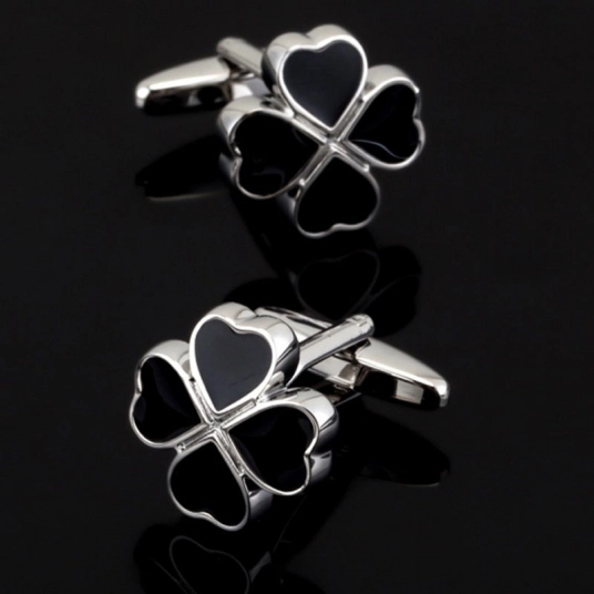 Free shipping, high quality men's luxury shirt cuff black clover cufflinks master design to create brand jewelry buttons