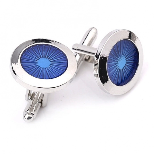Classic Blue Round Cufflinks For Men Brand cuff buttons cuff link High Quality Abotoaduras Gemelos Luxury Light Designer Jewelr