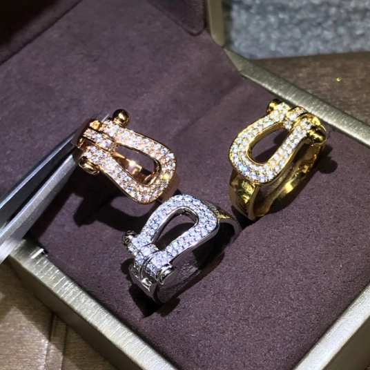 Luxury Jewelry Brand Original Design Horseshoe Shape Women/man Ring Fred 2020 Trend Fine Zircon Alloy Couple Rings
