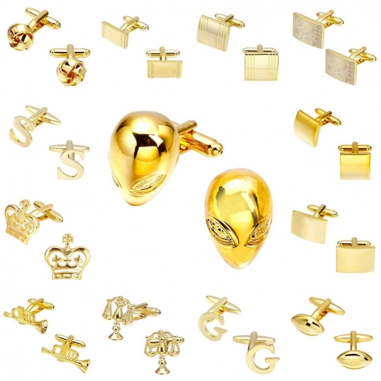 Memolissa Luxury Gold Cufflinks 18 Styles Alien/Knot/Letter/Maple/Rugby/Crown Design Highgrade jewelry Men's Wedding Cufflink