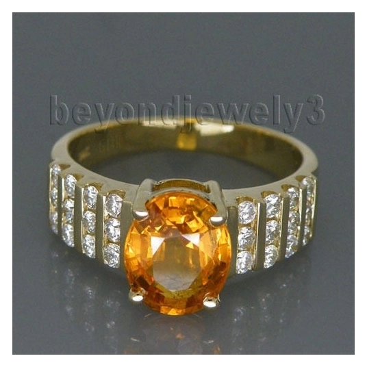 Vintage Solid 14Kt Yellow Gold Natural Yellow Sapphire Diamond Engagement Rings For Sale,Natural Yellow Sapphire Rings G090423