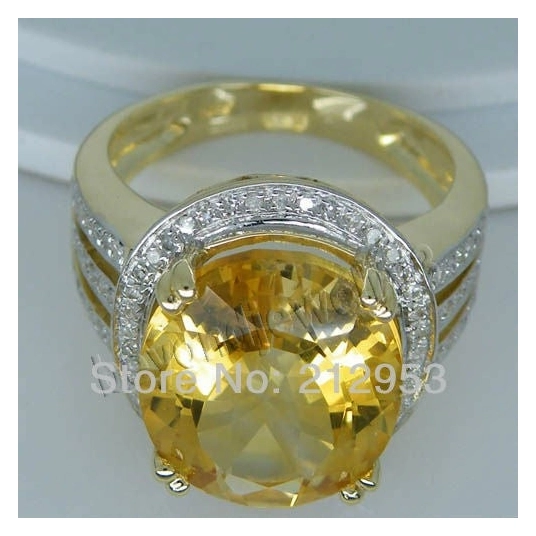 Vintage Oval 10x14mm Solid 14k Yellow Gold Natural  Citrine Wedding Ring BAB001417