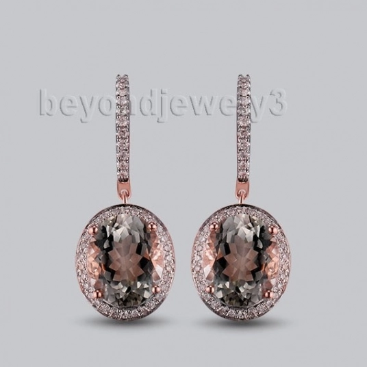 LANMI Women Fantastic Vintage Solid 14K Rose Gold Gemstone Diamond Drop Amethyst Earrings Fashion Lady Party Earrings Jewelry