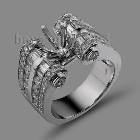 Gorgeous Unique Round 8mm 18Kt White Gold Natural Dia Semi Mount Engagement Ring SR00128