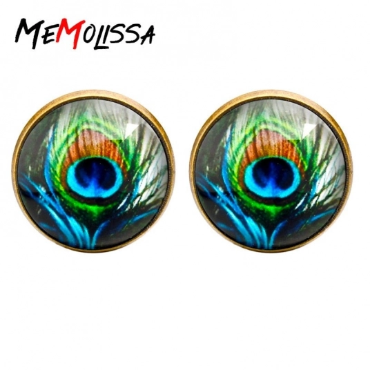 MeMolissa 2018 Men Cufflinks high quality New Designs of Cuff Links Peacock Feather Luxury  Men's jewelry