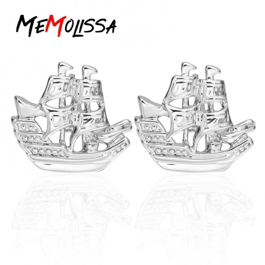 Memolissa Luxury Brand Sliver Ship Design Cufflinks for Mens Gift Brand Sail boat Sh Cuff links High Quality Abotoaduras Jewelr