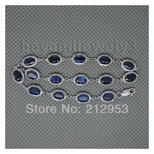 Vintage Oval 4x6mm 14Kt White Gold Natural  Sapphire Bracelet NA0022