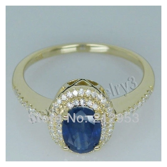 Vintage Oval 5x7mm 14Kt Yellow Gold Natural Sapphire antique Ring R0014