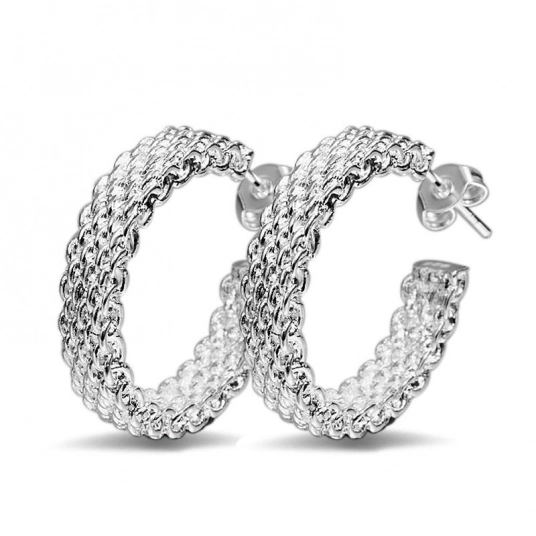 2021 Fashion New Princess Luxury Weave Design Plata Plated Women Stud Earrings Plata Jewelry Wholesale Ed45