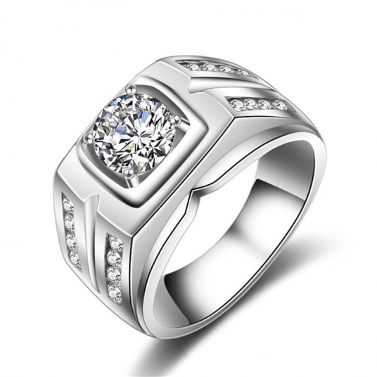 Fine Luxury Jewelry S925 sterlingsilverjewelry Rings For Men Romantic Bridegroom Wedding Cubic Zirconia Engagement Ring Bijoux