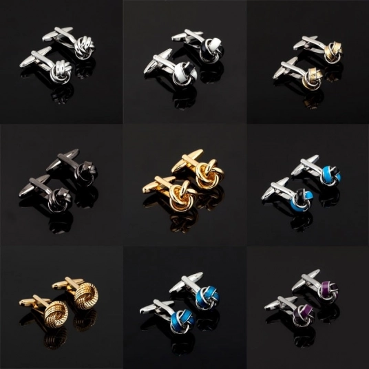 Luxury Fashion silvery gold Cufflinks for men fashion knot design top quality copper hotsale cuff links whoelsaleretail Jewelry