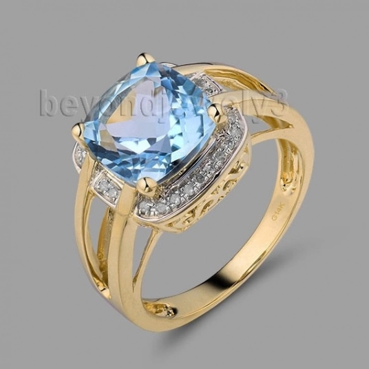 LANMI Cushion 9mm Topaz Ring With Dia In14Kt Yellow Gold Purity Ring For Party Engagement Anniversary Za Brand Jewelry