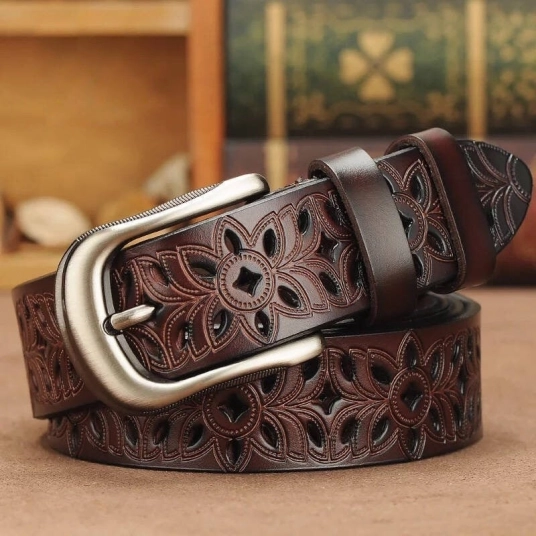 (Women's Belts) Genuine Leather Belts for Women Second Layer Cowskin Woman Belt Vintage Pin Buckle Strap Jeans