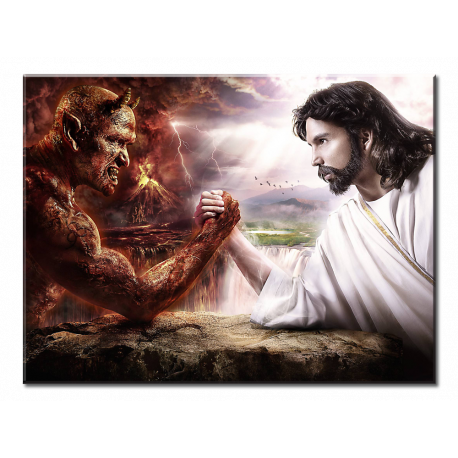 Jesus Devil Arm Wrestling  - 1 panel L