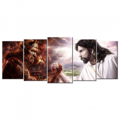 Jesus Devil Arm Wrestling  - 5 panels L