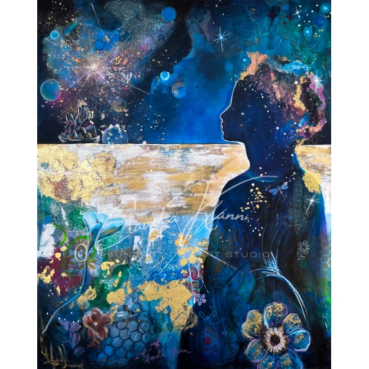 Head In the Clouds Original Mixed-Media Painting
