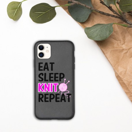 Eat Sleep Knit Repeat - Biodegradable phone case