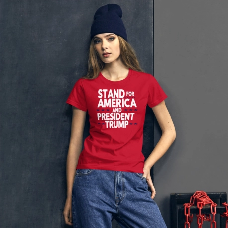Women's Stand up for America and President Trump T Shirt