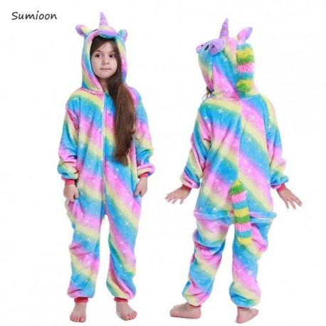 Crazy Onesies™  Kigurumi Children's Pajama for Boys & Girls One Piece pink rainbow pegasus Costume