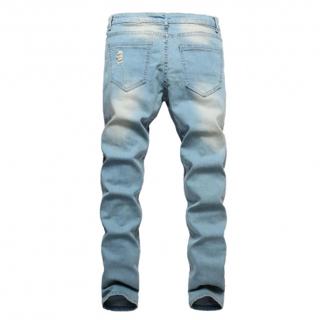 New Ripped Jeans Men’s Patchwork Hollow Out Cowboys Denim Pants.