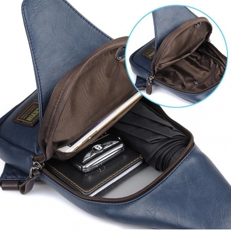 Men's Fashion Crossbody Bag TheftProof Rotatable Button.