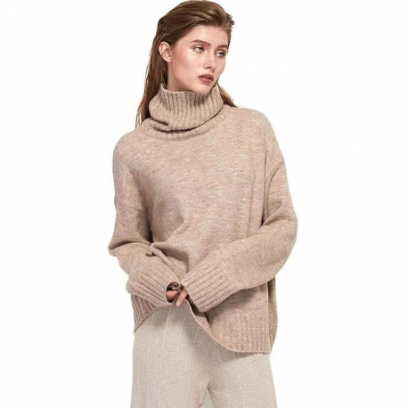 Women Knitted Turtleneck Cashmere Sweater  Casual Basic Pullover