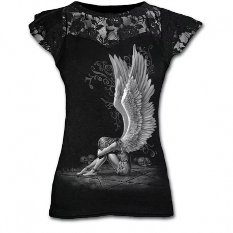 Custom Fashionable Goth Graphic Lace T Shirts for Women