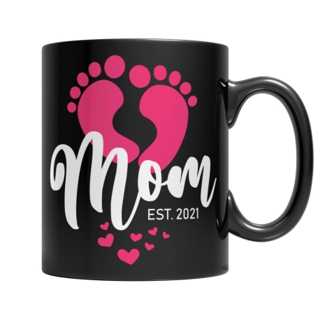 Custom Coffee Mugs - Mom Est 2021 Pink