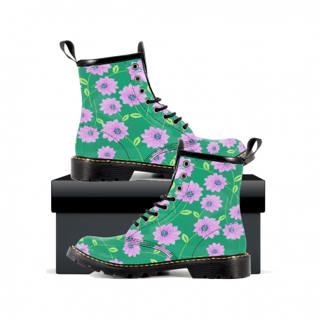 Floral Flowers 2  - Womens Leather Boots