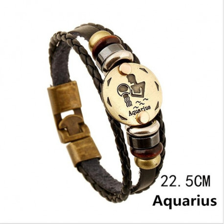 Leather Women, Child Bracelet  Zodiac Signs