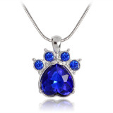 Crystal Birthstone Dog Cat Paw Pendant