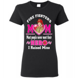 Fire Fighters Mums Hero (Hot Pink Text) Gildan Teeshirt