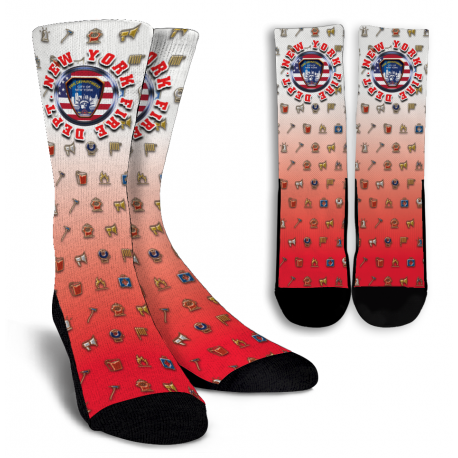 NYFD Socks Red White