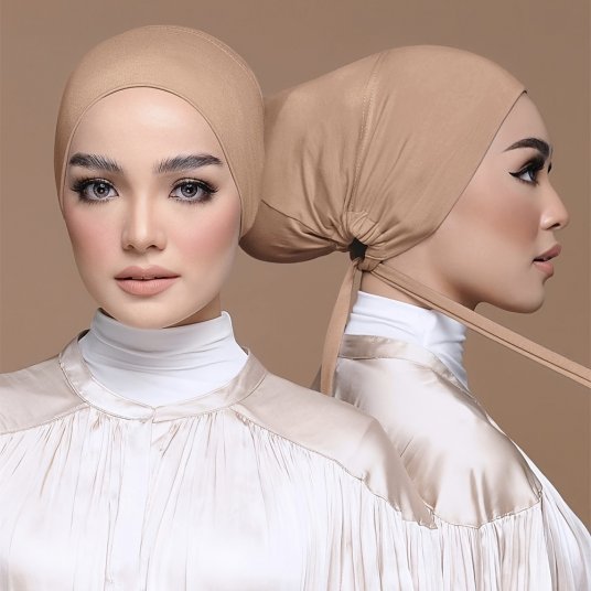 Comfortable Adjustable Inner Under Hijab Cap with Ties Back - Solid Color Bonnet Caps for Hijab-Wearing Women