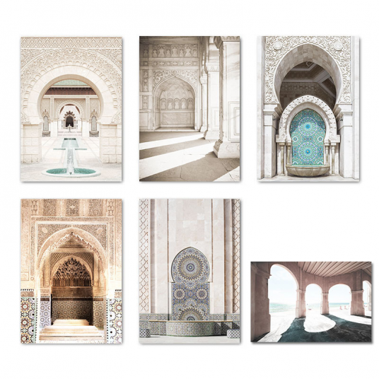 6pcs Islamic Mosque Architecture Art Prints Wall Art Picture Home Decoration